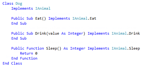 Screenshot of Resulting Class - Visual Basic.