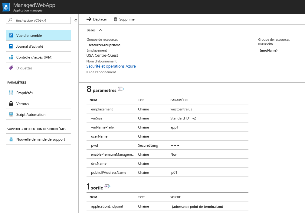 Application managée déployée