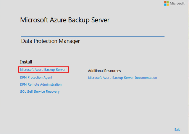 Capture d’écran montrant l’Assistant Installation de Sauvegarde Microsoft Azure.