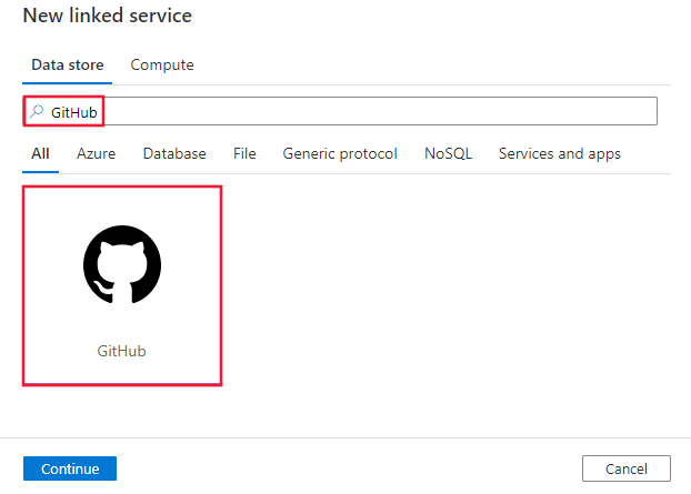 Screenshot du connecteur GitHub.
