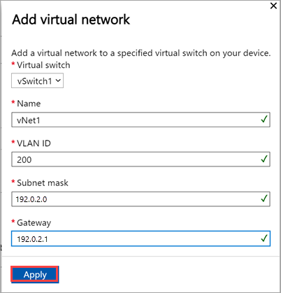Capture d’écran montrant comment ajouter un réseau virtuel dans la page «&nbsp;Mise en réseau avancée&nbsp;» dans l’interface utilisateur locale pour un nœud.