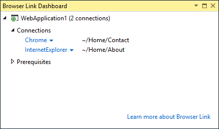 Capture d’écran du tableau de bord des liens de navigateur, avec les navigateurs connectés et l'URL vers laquelle chaque navigateur a navigué affichée.