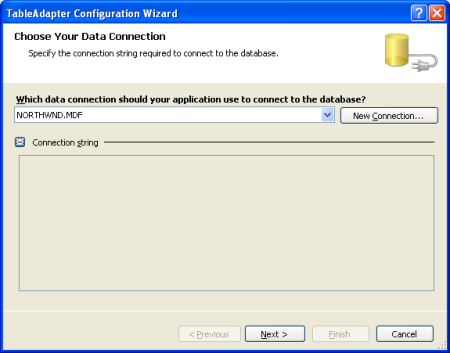 Choisissez la base de données Northwind dans la liste des Drop-Down