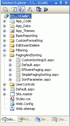 Créer un dossier PagingAndSorting et ajouter les pages ASP.NET du didacticiel