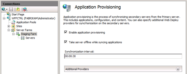 Dans le volet Ferme de serveurs, double-cliquez sur Provisionnement d’applications.