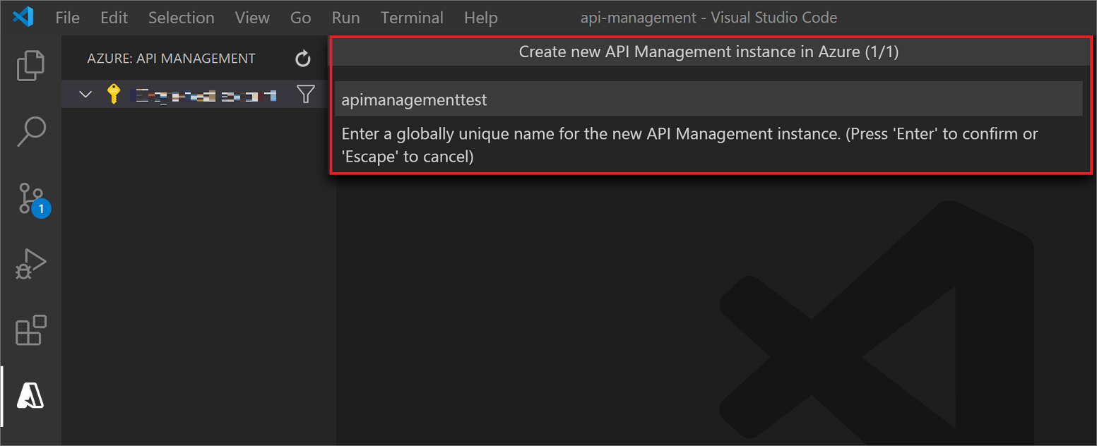 Assistant de création d'API Management dans VS Code