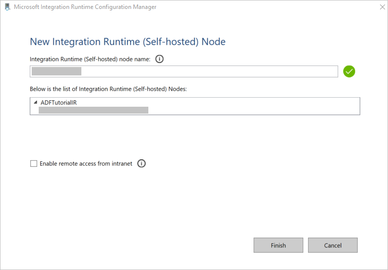  Nouvelle fenêtre nœud Integration Runtime