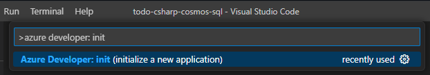 Capture d’écran de l’option permettant d’initialiser une nouvelle application.