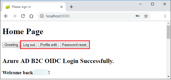 connexion réussie à l’application web.