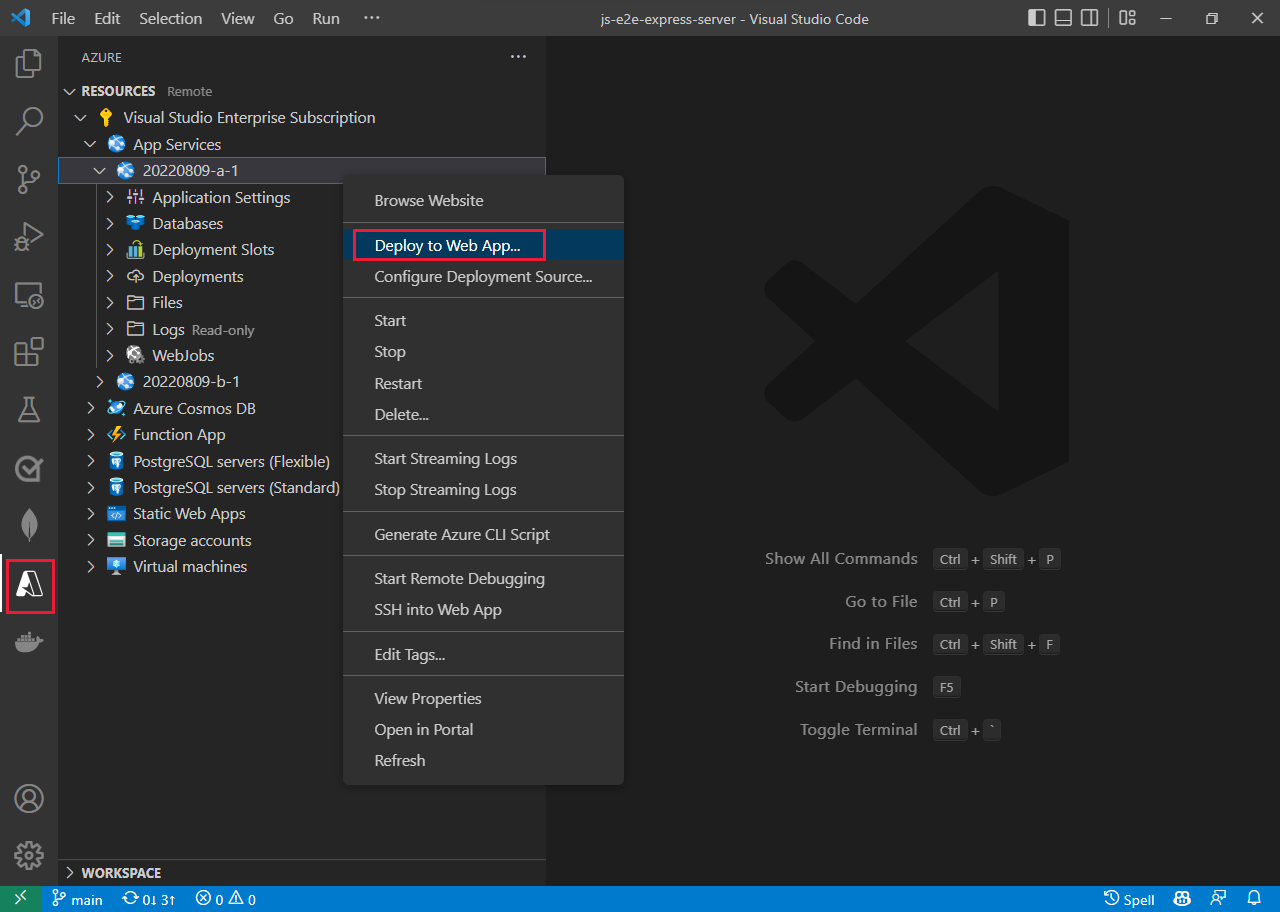 Déployer ou redéployer sur App Service avec Visual Studio Code