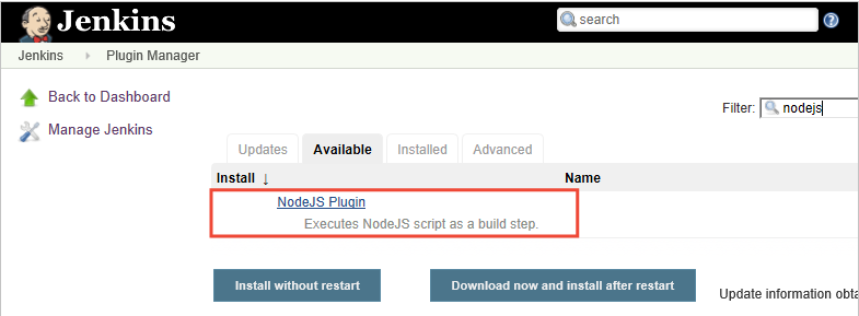 Ajout du plug-in NodeJS à Jenkins