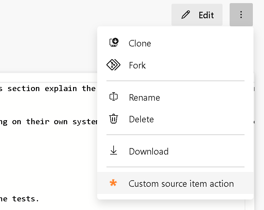 Capture d’écran du menu combiné de l’élément source.