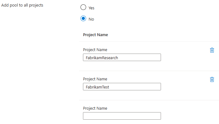 Capture d’écran montrant comment configurer des projets pour une seule organisation.