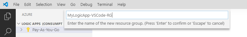 Capture d’écran montrant un nouveau nom de groupe de ressources Azure entré.