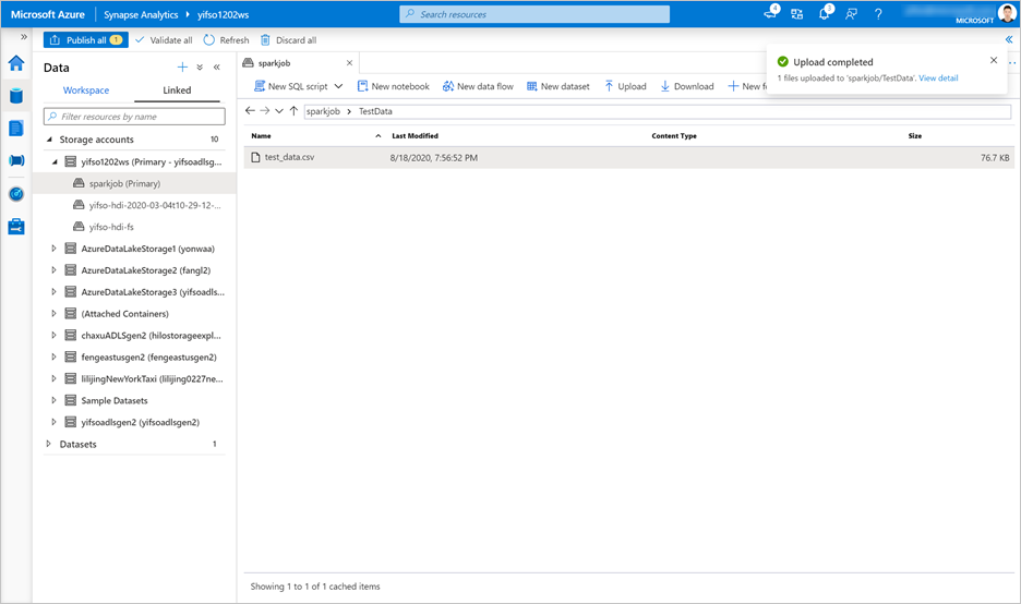 Capture d’écran montrant les sélections pour le chargement de données.
