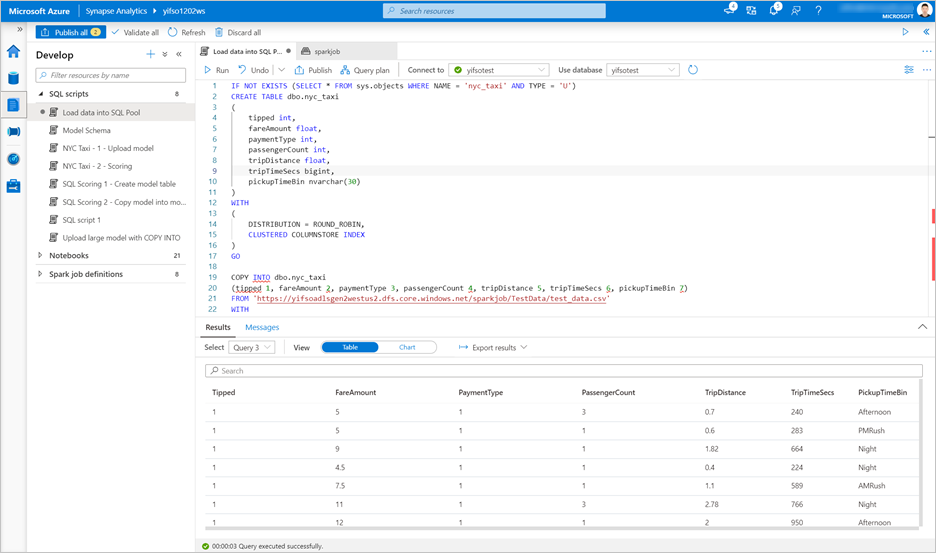 Charger des données sur un pool SQL dédié