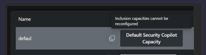 Image de l’étiquette De capacité Security Copilot par défaut dans le portail