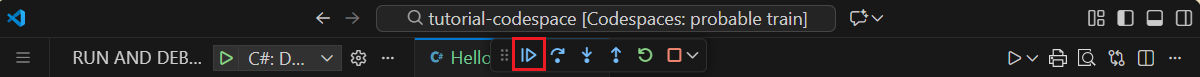 Continuer le débogage