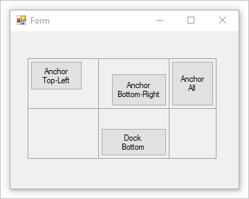 Un Windows Form avec contrôle de disposition de table.