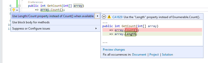 Correctif de code pour CA1829&nbsp;: Utiliser la propriété Length/Count à la place de Count() si elle est disponible