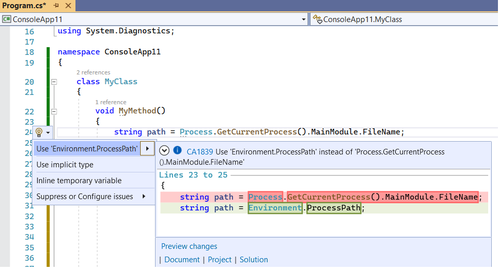 Correctif de code CA1839&nbsp;: utiliser «&nbsp;Environment.ProcessPath&nbsp;»