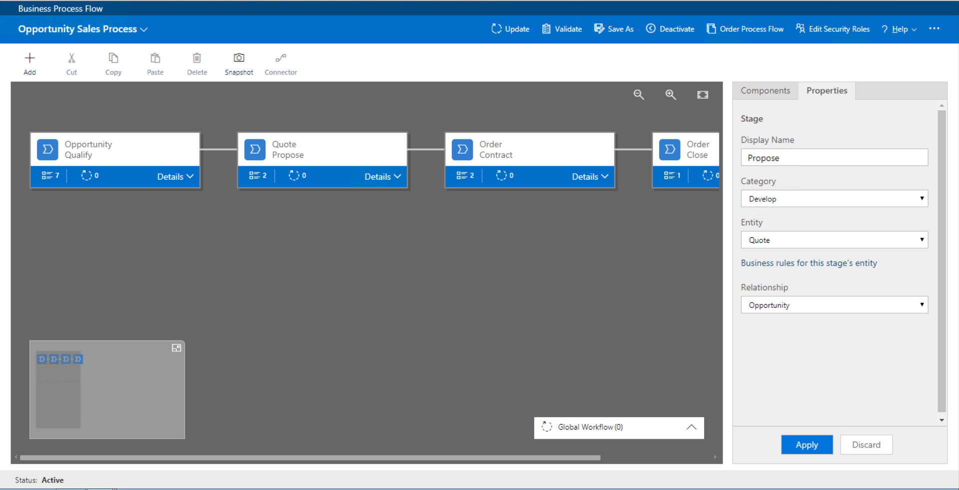 Configuration du processus métier dans Dynamics 365.
