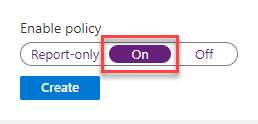 Capture d’écran du contrôle situé en bas de la page web où vous spécifiez si la stratégie est activée.