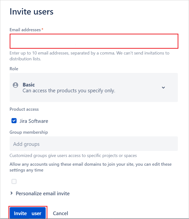 Créer un utilisateur Atlassian&nbsp;Cloud