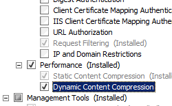 Capture d’écran de l’option Compression de contenu dynamique mise en surbrillance et sélectionnée.