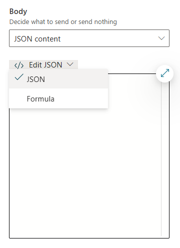 Capture d’écran du contenu JSON sélectionné pour le type de contenu principal.