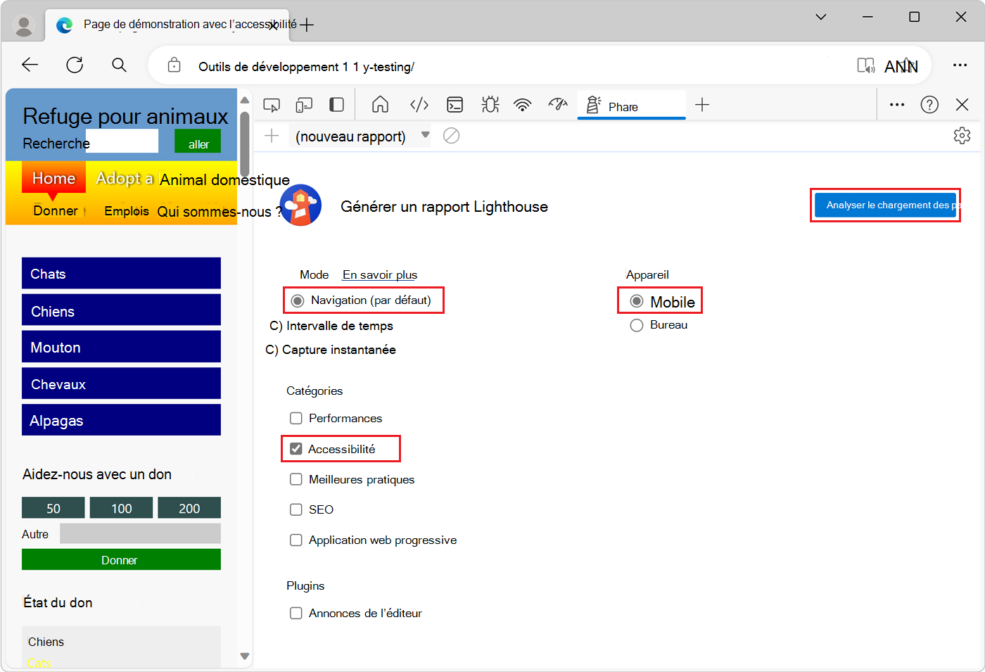 Options de configuration à utiliser