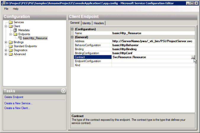 Utilisation de la configuration du service WCF Rédacteur