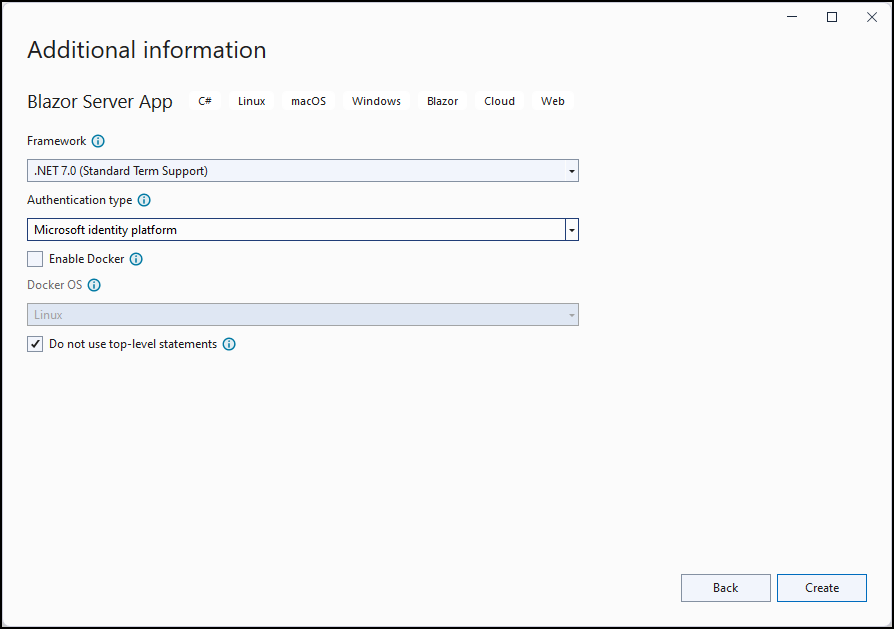 Définissez le type d’authentification sur Plateforme d’identités Microsoft
