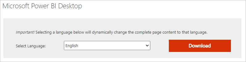 Capture d’écran du bouton Télécharger sur la page de téléchargement de Power BI Desktop.