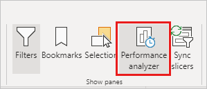 Capture d’écran du ruban Affichage avec l’Analyseur de performances mis en surbrillance.