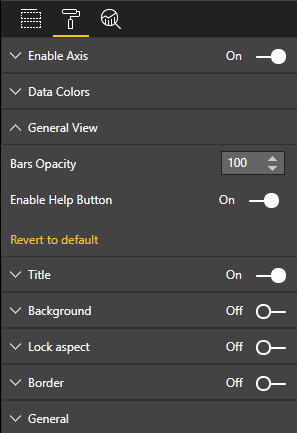 Capture d’écran du volet Visualisations Power&nbsp;BI, qui montre la nouvelle option Activer le bouton d’aide.