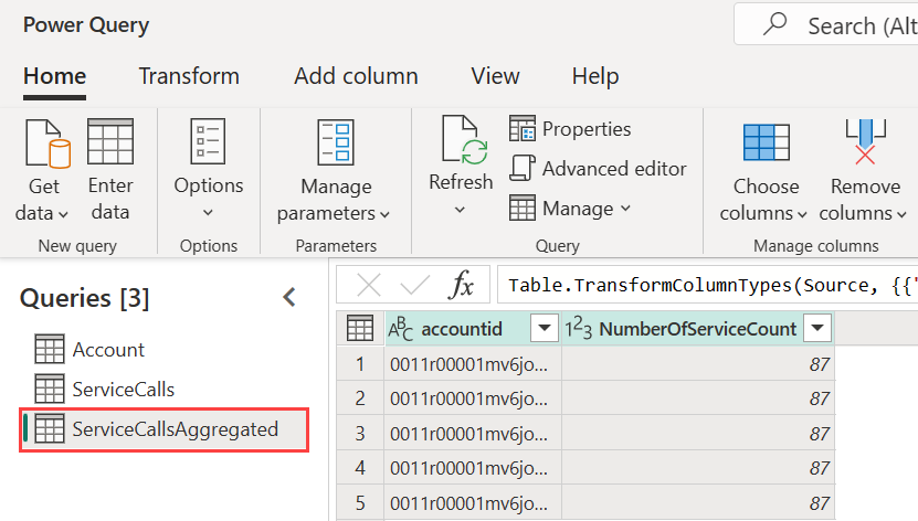 Capture d’écran mettant en évidence les tables calculées dans Power BI Premium.