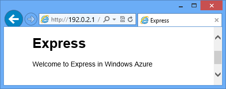 Navigateur Web affichant la page Bienvenue sur Express dans Azure