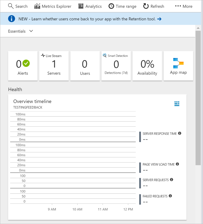 le volet Application Insights
