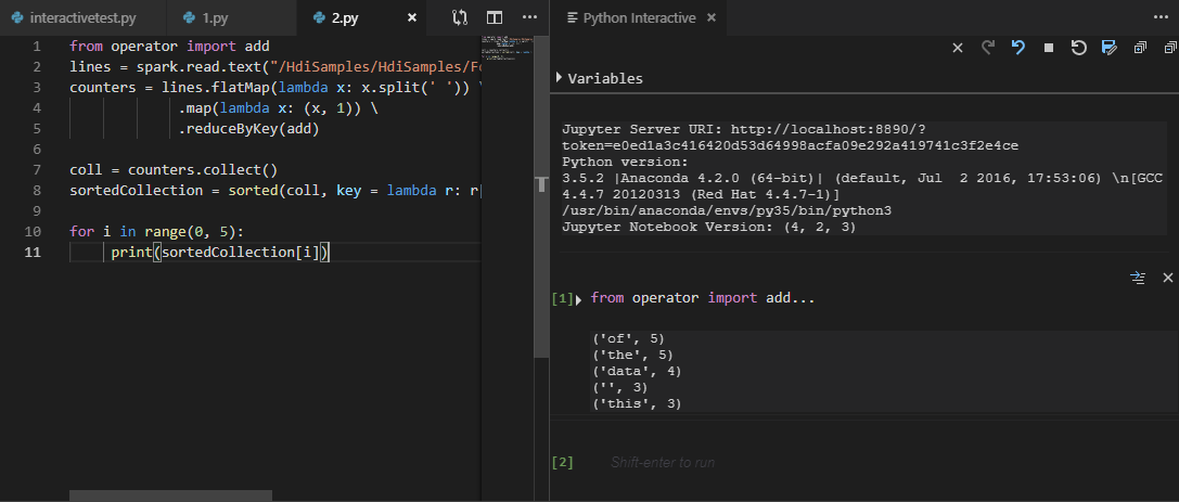 fenêtre interactive Python PySpark