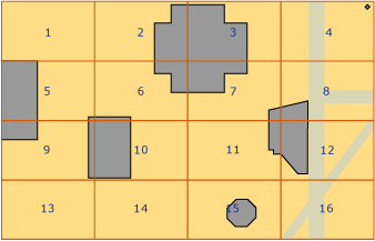 Polygones et lignes placés dans une grille&nbsp;4x4 de niveau&nbsp;1