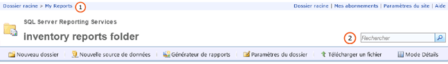 Ruban et navigation du Gestionnaire de rapports