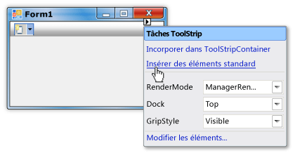 Tâches ToolStrip