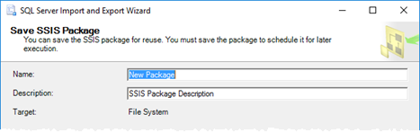 Enregistrer le package&nbsp;: options courantes