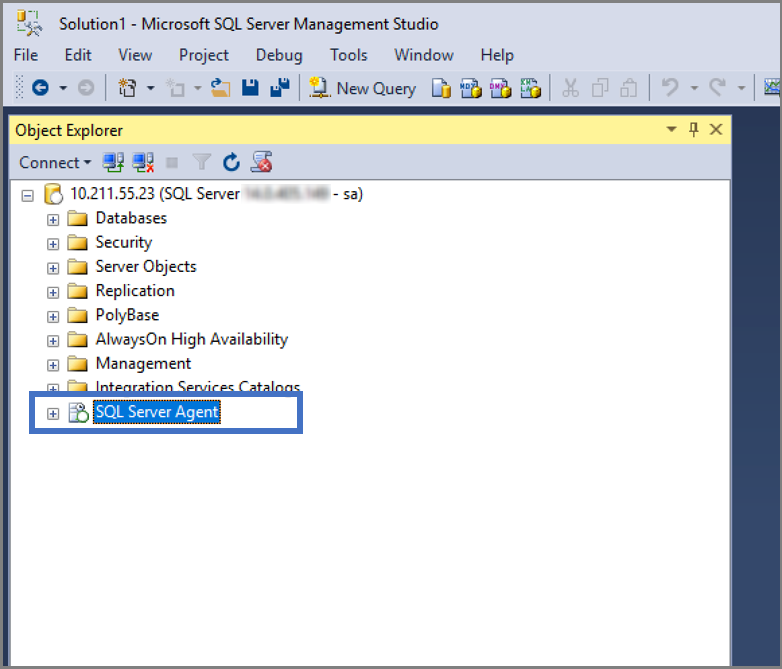 Screenshot montrant comment vérifier que SQL Server Agent a été installé.
