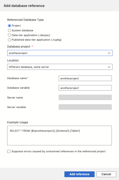 Capture d’écran de la boîte de dialogue d'ajout de référence dans Visual Studio Code.