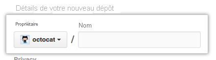 Capture d’écran du nouveau nom du propriétaire du référentiel d’importation.