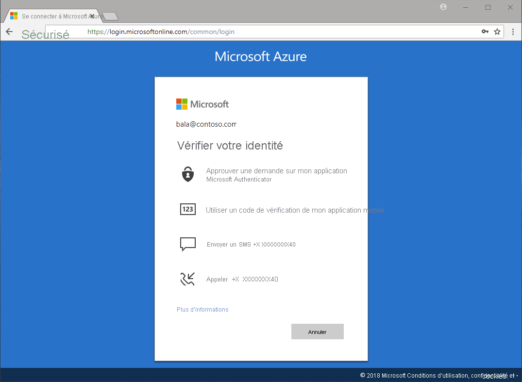 Capture d’écran montrant comment vérifier votre identité lors de la connexion.