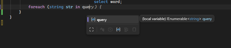 Capture d’écran d’une fenêtre contextuelle d’achèvement de mot IntelliSense dans Visual Studio.