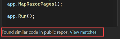 Capture d’écran du référencement de code pour le code public.
